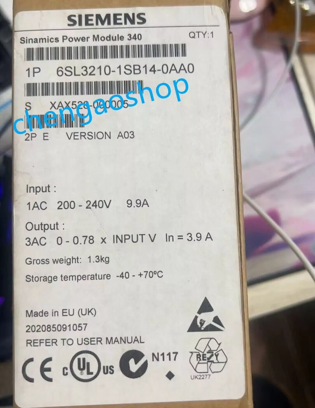 New in Box Siemens 6Sl3210-1Sb14-0Aa0 (By Dhl or Fedex) #U5087d Yg Dealer Supply