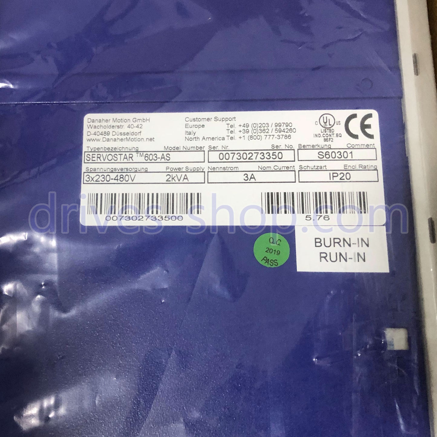 1PC New In Box Kollmorgen SERVOSTAR 603-AS S60301 Servo Drive VIA DHL