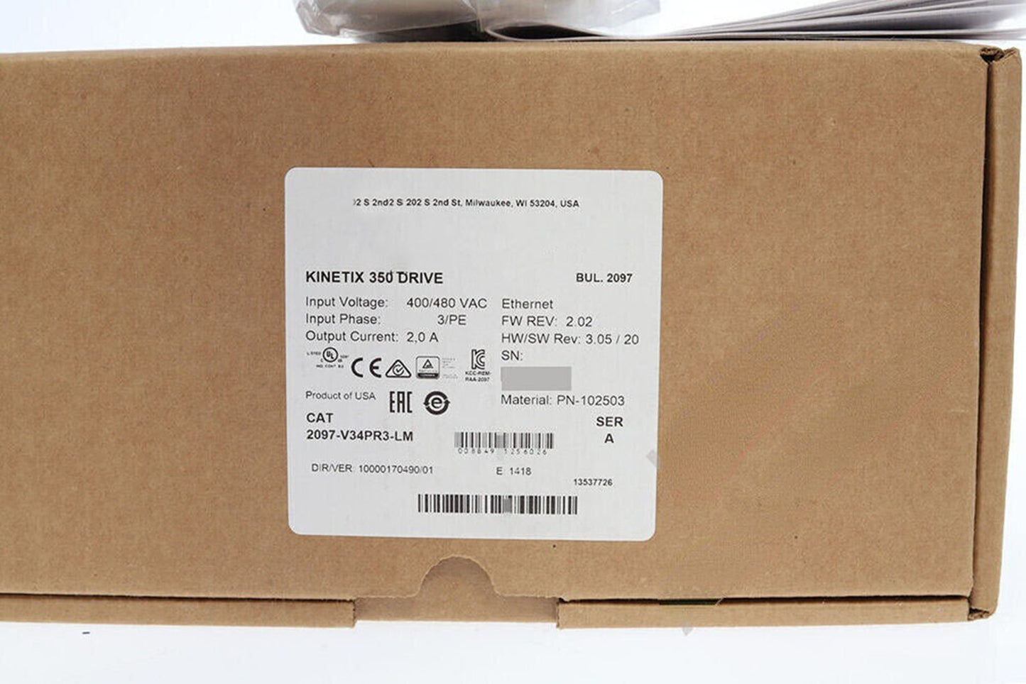 New Allen Bradley 2097-V34PR5-LM Servo Drive