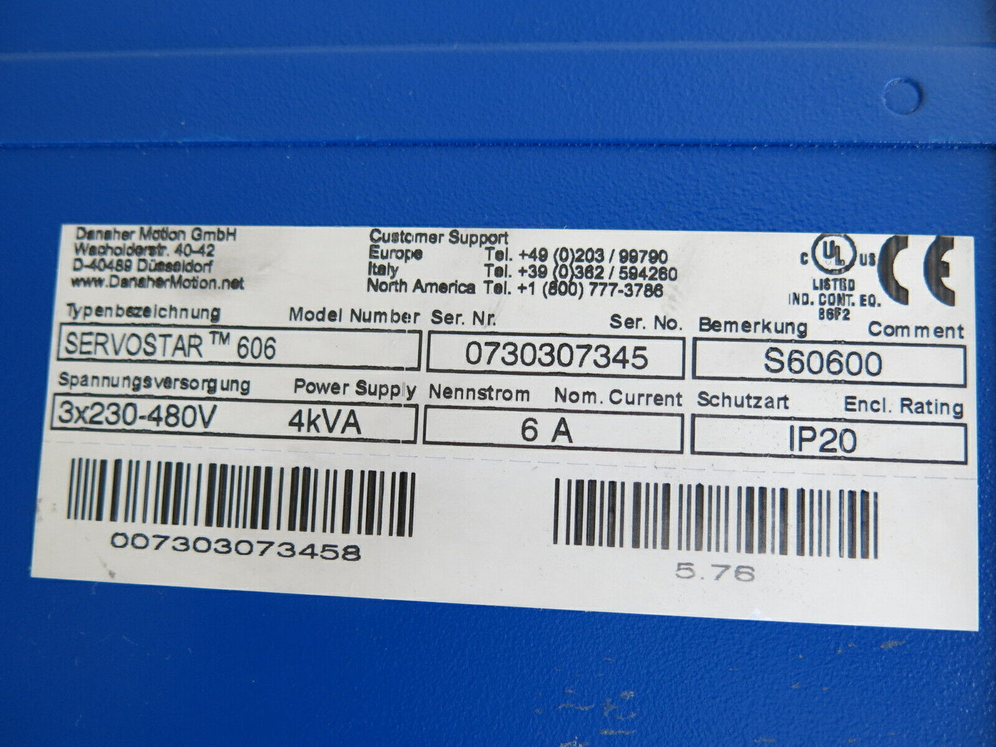 New Kollmorgen SERVOSTAR 606 S60600 Servo Drive