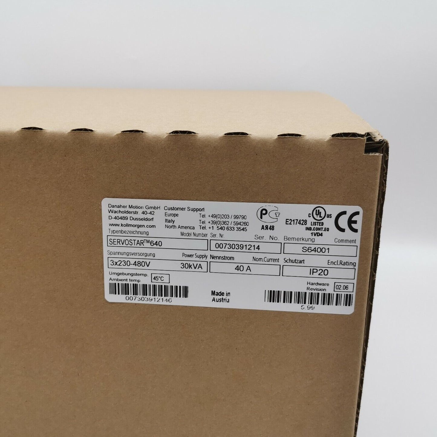 New Kollmorgen Servostar 601 S60100-PB Servo Drive