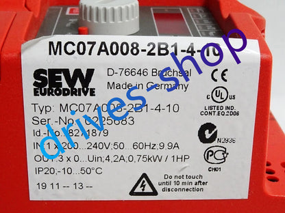 100% New SEW MC07A005-2B1-4-00 Servo Drive In Box DHL Expedited Shipping